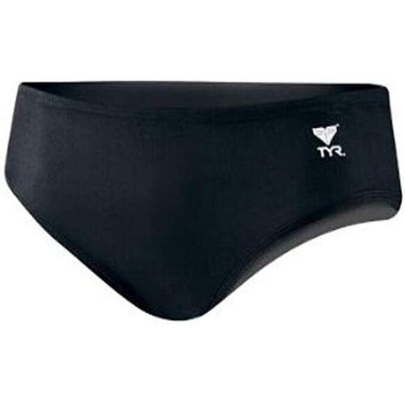 NEW TYR Male Competition Solid Racer Brief Swimsuit BLACK Size 26 - Picture 1 of 9
